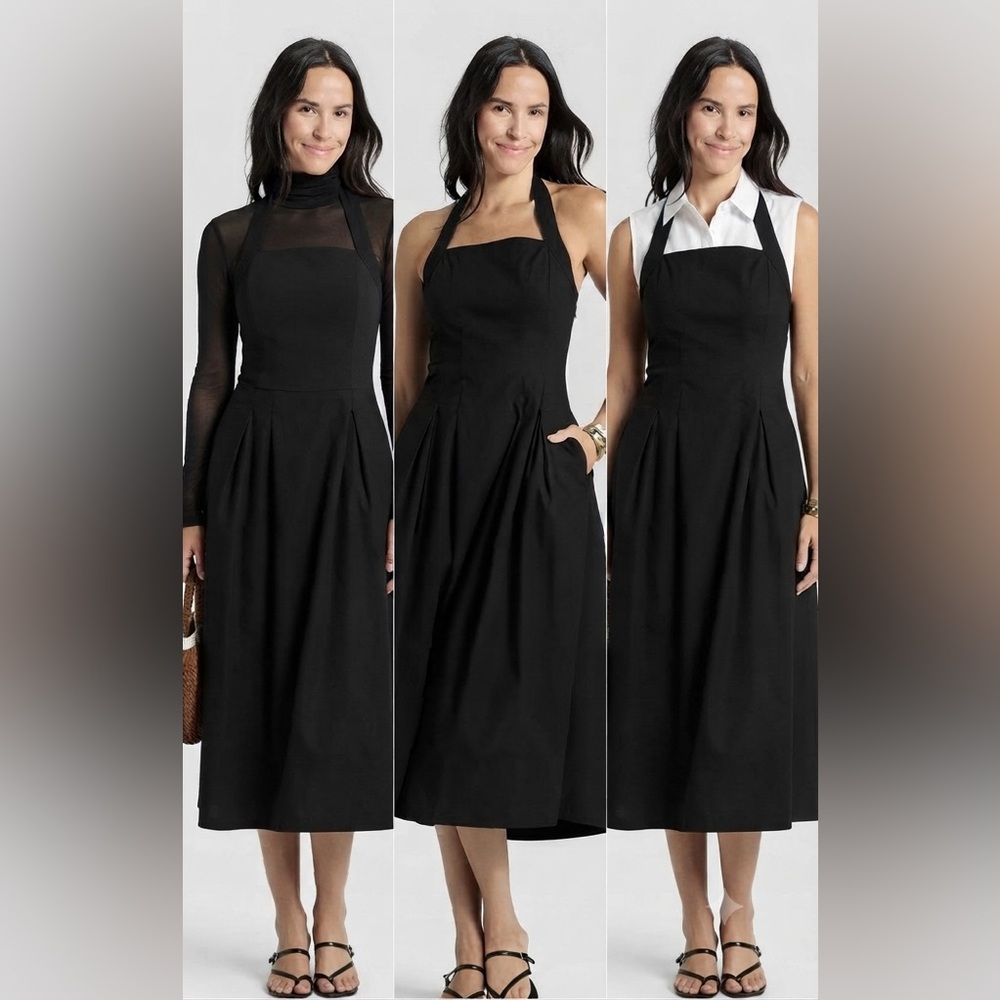 Black 1950s Style Halter Midi Dress